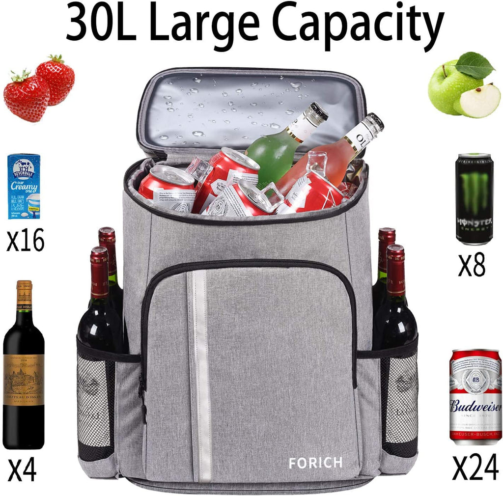 Insulated Waterproof Backpack Cooler Bag - Lightweight Soft Cooler for Men and Women, Ideal for Work, Lunch, Picnics, Camping, and Hiking, Holds 30 Cans